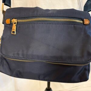Ghbass&Co Stylish Navy Belt Bag with Gold Accents